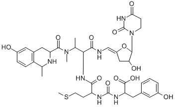 CAS#: 144379-27-1, 2-[[1-[[1-[[(Z)-[5-(2,4-Dioxo-1,3-Diazinan-1-Yl)-4-Hydroxyoxolan-2-Ylidene]Methyl]Amino]-3-[(6-Hydroxy-1-Methyl1,2,3,4-Tetrahydroisoquinoline-3-Carbonyl)-Methylamino]-1-Oxobutan-2-Yl]Amino]-4-Methylsulfanyl-1-Oxobutan-2-Yl]Carbamoylamino]-3-(3-Hydroxyphenyl)Propanoic Acid