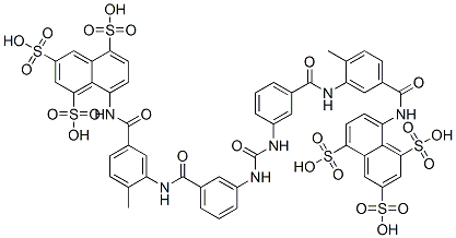 CAS 登录号：145-63-1， 8-[[4-甲基-3-[[3-[[3-[[2-甲基-5-[(4,6,8-三磺基萘-1-基)氨基甲酰]苯基]氨基甲酰]苯基]氨基甲酰氨基]苯甲酰基]氨基]苯甲酰基]氨基]萘-1,3,5-三磺酸