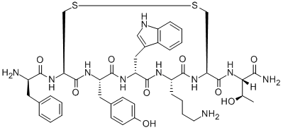 CAS#: 147159-51-1, (4R,7S,13S,16R)-7-(4-Aminobutyl)-N-[(2S,3R)-1-Amino-3-Hydroxy-1-Oxobutan-2-Yl]-16-[[(2R)-2-Amino-3-Phenylpropanoyl]Amino]-13-[(4-Hydroxyphenyl)Methyl]-10-(1H-Indol-3-Ylmethyl)-6,9,12,15-Tetraoxo-1,2-Dithia-5,8,11,14-Tetrazacycloheptadecane-4-Carboxamide