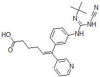 CAS 登录号：149979-74-8， (E)-6-[3-[(N'-叔丁基-N-氰基甲脒基)氨基]苯基]-6-吡啶-3-基己-5-烯酸