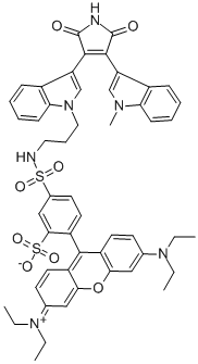 CAS 登录号：150206-04-5， 2-(3-二乙基氨基-6-二乙基铵亚基氧杂蒽-9-基)-5-[3-[3-[4-(1-甲基吲哚-3-基)-2,5-二氧代吡咯-3-基]吲哚-1-基]丙基氨基磺酰基]苯磺酸酯