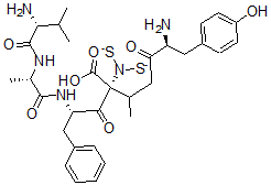 CAS 登录号：151608-23-0， (2S,6S)-6-氨基-2-[(2S)-2-[[(2S)-2-[[(2R)-2-氨基-3-甲基丁酰基]氨基]丙酰]氨基]-3-苯基丙酰基]-2-(二硫代氨基)-7-(4-羟基苯基)-3-甲基-5-氧代庚酸