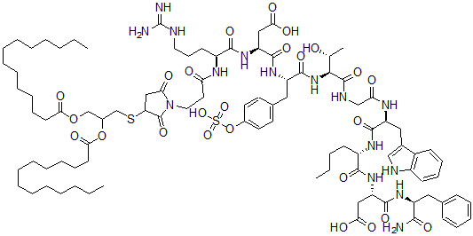CAS 登录号：151705-73-6， 1-去(5-氧代-L-脯氨酸)-2-(N2-(3-(3-((2,3-二((1-氧代十四烷基)氧基)丙基)硫代)-2,5-二氧代-1-吡咯烷基)-1-氧代丙基)-L-精氨酸)-8-L-正亮氨酸-雨蛙肽