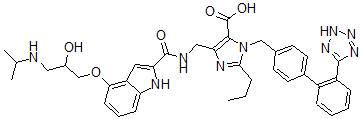 CAS#: 153049-46-8, 5-[[[4-[2-Hydroxy-3-(Propan-2-Ylamino)Propoxy]1H-Indole-2-Carbonyl]Amino]Methyl]-2-Propyl-3-[[4-[2-(2H-Tetrazol-5-Yl)Phenyl]Phenyl]Methyl]Imidazole-4-Carboxylic Acid