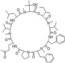CAS#: 153954-71-3, 12-Butan-2-Yl-15-(2-Hydroxypropan-2-Yl)-4,10,16,22-Tetramethyl-18-(2-Methylpropyl)-24-(2-Methylsulfinylethyl)-3,6-Bis(Phenylmethyl)-9,21-Di(Propan-2-Yl)-13-Oxa-1,4,7,10,16,19,22,25-Octazabicyclo[25.3.0]Triacontane-2,5,8,11,14,17,20,23,26-Nonone