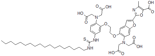 CAS#: 154933-56-9, 2-[6-(Bis(Carboxymethyl)Amino)-5-[2-[2-(Bis(Carboxymethyl)Amino)-5-(Octadecylcarbamothioylamino)Phenoxy]Ethoxy]-1-Benzofuran-2-Yl]-4-Methyl-1,3-Oxazole-5-Carboxylic Acid
