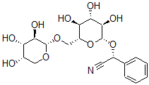 CAS#: 155-57-7, (2R)-2-Phenyl-2-[(2R,3R,4S,5S,6R)-3,4,5-Trihydroxy-6-[[(2S,3R,4S,5S)-3,4,5-Trihydroxyoxan-2-Yl]Oxymethyl]Oxan-2-Yl]Oxyacetonitrile
