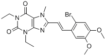 CAS 登录号：155271-53-7， 8-[(E)-2-(2-溴-4,5-二甲氧基苯基)乙烯基]-1,3-二乙基-7-甲基嘌呤-2,6-二酮