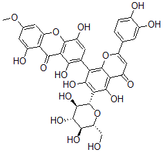 CAS#: 155740-03-7, 2-[2-(3,4-Dihydroxyphenyl)-5,7-Dihydroxy-4-Oxo-6-[(2S,3R,4R,5S,6R)-3,4,5-Trihydroxy-6-(Hydroxymethyl)Oxan-2-Yl]Chromen-8-Yl]-1,4,8-Trihydroxy-6-Methoxyxanthen-9-One