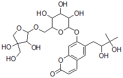 CAS#: 155740-16-2, 7-[6-[[3,4-Dihydroxy-4-(Hydroxymethyl)Oxolan-2-Yl]Oxymethyl]-3,4,5-Trihydroxyoxan-2-Yl]Oxy-6-(2,3-Dihydroxy-3-Methylbutyl)Chromen-2-One