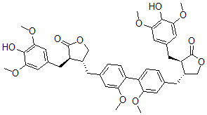 CAS#: 155969-67-8, (3R,4R)-3-[(4-Hydroxy-3,5-Dimethoxyphenyl)Methyl]-4-[[4-[4-[[(3R,4R)-4-[(4-Hydroxy-3,5-Dimethoxyphenyl)Methyl]-5-Oxooxolan-3-Yl]Methyl]-2-Methoxyphenyl]-3-Methoxyphenyl]Methyl]Oxolan-2-One