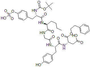 CAS#: 156586-96-8, (3S)-3-[[(2S)-3-(4-Hydroxyphenyl)-2-[[2-[[(2S)-2-[[(2S)-2-[(2-Methylpropan-2-Yl)Oxycarbonylamino]-3-(4-Sulfooxyphenyl)Propanoyl]Amino]Hexanoyl]Amino]Acetyl]Amino]Propanoyl]Amino]-4-Oxo-4-(2-Phenylethoxy)Butanoic Acid
