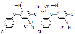 CAS 登录号:15663-61-3, 2-氯-5-(4-氯苯氧基)-4-二甲基氨基偶氮苯四氯锌酸盐(2:1)