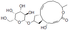 CAS 登录号：156663-50-2， (1S,2S,3E,11E,13R)-2-羟基-7-甲基-15-[(2R,3R,4S,5R,6R)-3,4,5-三羟基-6-(羟基甲基)四氢吡喃-2-基]氧基-6-氧杂双环[11.3.0]十六碳-3,11-二烯-5-酮