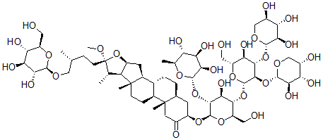 CAS#: 156857-31-7, 3-Hydroxy-22-Methoxy-26-O-Glucopyranosyloxy-Furost-25(27)-En-2-One-3-O-(O-Rhamnopyranosyl-(1-2)-O-(O-Arabinopyranosyl-(1-2)-O-(Xylopyranosyl-(1-3))-Glucopyranosyl-(1-4))Galactopyranoside)