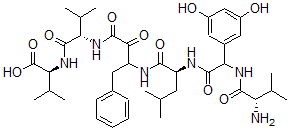 CAS#: 157381-55-0, (2S)-2-[[(2S)-2-[[3-[[(2S)-2-[[2-[[(2S)-2-Amino-3-Methylbutanoyl]Amino]-2-(3,5-Dihydroxyphenyl)Acetyl]Amino]-4-Methylpentanoyl]Amino]-2-Oxo-4-Phenylbutanoyl]Amino]-3-Methylbutanoyl]Amino]-3-Methylbutanoic Acid
