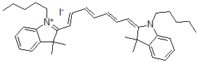 CAS 登录号：159021-01-9， 2-[(1E,3E,5E,7E)-7-(3,3-二甲基-1-戊基吲哚-2-亚基)庚-1,3,5-三烯基]-3,3-二甲基-1-戊基吲哚-1-鎓碘化物