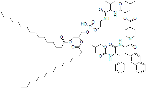 CAS#: 159440-09-2, [(2S)-1-[[(2S)-1-[2-[2,3-Di(Hexadecanoyloxy)Propoxy-Hydroxyphosphoryl]Oxyethylamino]-3-Methyl-1-Oxobutan-2-Yl]Amino]-4-Methyl-1-Oxopentan-2-Yl] 1-[(2R)-2-[[(2S)-2-(2-Methylpropoxycarbonylamino)-3-Phenylpropanoyl]Amino]-3-Naphthalen-2-Ylpropanoyl]Piperidine-4-Carboxylate