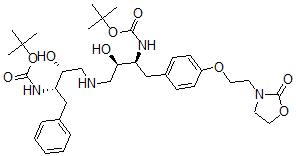 CAS 登录号：162540-90-1， N-[(2S,3R)-3-羟基-4-[[(2R,3S)-2-羟基-3-[(2-甲基丙烷-2-基)氧基羰基氨基]-4-苯基丁基]氨基]-1-[4-[2-(2-氧代-1,3-恶唑烷-3-基)乙氧基]苯基]丁烷-2-基]氨基甲酸叔丁酯