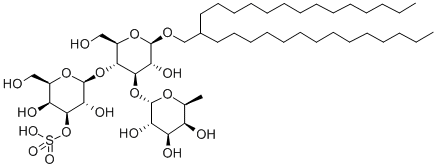 CAS 登录号：165621-51-2， [(2S,3R,4S,5S,6R)-3,5-二羟基-2-[(2R,3R,4R,5R,6R)-5-羟基-2-(羟基甲基)-6-(2-十四烷基十六烷氧基)-4-[(2S,3S,4R,5S,6S)-3,4,5-三羟基-6-甲基四氢吡喃-2-基]氧基四氢吡喃-3-基]氧基-6-(羟基甲基)四氢吡喃-4-基]氢硫酸盐