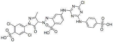 CAS#: 16893-48-4, 4-[[4-Chloro-6-[(4-Sulphophenyl)Amino]-1,3,5-Triazin-2-Yl]Amino]-2-[[1-(2,5-Dichloro-4-Sulphophenyl)-4,5-Dihydro-3-Methyl-5-Oxo-1H-Pyrazol-4-Yl]Azo]Benzenesulphonic Acid