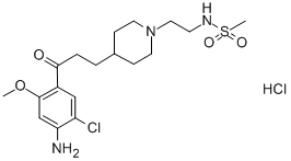 CAS 登录号：168986-61-6， N-[2-[4-[3-(4-氨基-5-氯-2-甲氧基苯基)-3-氧代丙基]哌啶-1-基]乙基]甲烷磺酰胺盐酸盐