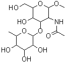 CAS 登录号：169151-24-0， 甲基 2-乙酰氨基-2-脱氧-3-O-(6-脱氧己糖吡喃糖苷)吡喃己糖苷