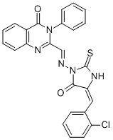 CAS 登录号：169471-14-1， 2-[(E)-[(4E)-4-[(2-氯苯基)亚甲基]-5-氧代-2-巯基咪唑烷-1-基]亚氨基甲基]-3-苯基喹唑啉-4-酮