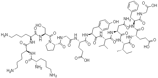 CAS 登录号：172615-51-9， L-赖氨酰-L-赖氨酰-L-赖氨酰-L-丝氨酰-L-脯氨酰甘氨酰-L-alpha-谷氨酰-L-酪氨酰-L-缬氨酰-L-天冬氨酰胺酰-L-异亮氨酰-L-alpha-谷氨酰-L-苯丙氨酰-甘氨酸