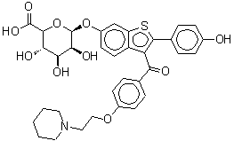 CAS#: 174264-50-7, 2-(4-Hydroxyphenyl)-3-{4-[2-(1-piperidinyl)ethoxy]benzoyl}-1-benzothiophen-6-yl (5xi)-beta-D-lyxo-hexopyranosiduronic acid