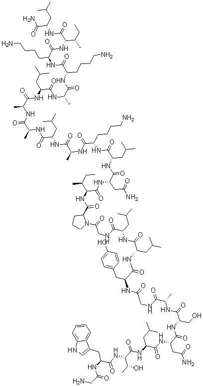CAS 登录号：177352-81-7， 甘氨酰-色氨酰-苏氨酰-亮氨酰-天冬氨酰胺酰-丝氨酰-丙氨酰-甘氨酰-酪氨酰-亮氨酰-亮氨酰-甘氨酰-赖氨酰-异亮氨酰-天冬氨酰胺酰-亮氨酰-赖氨酰-丙氨酰-亮氨酰-丙氨酰-丙氨酰-亮氨酰-丙氨酰-赖氨酰-赖氨酰-异亮氨酰-亮氨酰胺