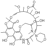 CAS#: 17863-72-8, 2-((1,2-Dihydro-5,6,17,19,21-Pentahydroxy-23-Methoxy-2,4,12,16,18,20,22-Heptamethyl-1,11-Dioxo-2,7-(Epoxypentadeca(1,11,13)Trienimino)Naphtho[2,1-b]Furan-9-Yl)Oxy)-N-Methyl-N-Morpholino-Acetamide 21-Acetate