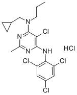 CAS 登录号：184241-44-9， 5-氯-N-(环丙基甲基)-2-甲基-N-丙基-N'-(2,4,6-三氯苯基)嘧啶-4,6-二胺