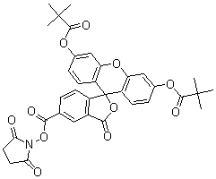 CAS#: 186032-65-5, 3',6'-Bis(2,2-Dimethyl-1-Oxopropoxy)-3-Oxo-Spiro[Isobenzofuran-1(3H),9'-[9H]Xanthene]-5-carboxylic Acid 2,5-Dioxo-1-Pyrrolidinylester