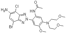 CAS 登录号:194590-84-6, N-(2-(5-氨基-7-溴-4-氯-2H-苯并三唑-2-基)-5-(二(2-甲氧基乙基)氨基)-4-甲氧基苯基)-乙酰胺