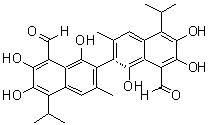 CAS#: 20300-26-9, (2S)-1,1',6,6',7,7'-Hexahydroxy-3,3'-Dimethyl-5,5'-Bis(1-Methylethyl)-[2,2'-Binaphthalene]-8,8'-Dicarboxaldehyde