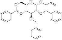 CAS 登录号:20746-71-8, 2-丙烯-1-基 2,3-二-O-(苯基甲基)-4,6-O-(苯基亚甲基)-alpha-D-吡喃半乳糖苷