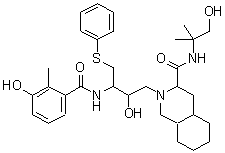 CAS#: 213135-56-9, 2-{2-Hydroxy-3-[(3-Hydroxy-2-Methylbenzoyl)Amino]-4-(Phenylsulfanyl)Butyl}-N-(1-Hydroxy-2-Methyl-2-Propanyl)Decahydro-3-Isoquinolinecarboxamide