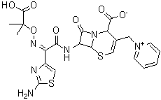 CAS 登录号：217796-42-4， 7-{[(2Z)-2-(2-氨基-1,3-噻唑-4-基)-2-{[(2-羧基-2-丙基)氧基]亚氨基}乙酰基]氨基}-8-氧代-3-(1-吡啶鎓基甲基)-5-硫杂-1-氮杂双环[4.2.0]辛-3-烯-2-羧酸内盐