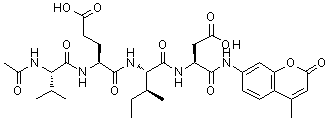 CAS#: 219137-97-0, (4S)-4-[[(2S)-2-Acetamido-3-Methyl-Butanoyl]Amino]-5-[[(1S,2S)-1-[[(1S)-3-Hydroxy-1-[(4-Methyl-2-Oxo-Chromen-7-Yl)Carbamoyl]-3-Oxo-Propyl]Carbamoyl]-2-Methyl-Butyl]Amino]-5-Oxo-Pentanoic Acid