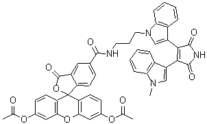 CAS#: 220518-50-3, 5-[(3-{3-[4-(1-Methyl-1H-Indol-3-Yl)-2,5-Dioxo-2,5-Dihydro-1H-Pyrrol-3-Yl]-1H-Indol-1-Yl}Propyl)Carbamoyl]-3-Oxo-3H-Spiro[2-Benzofuran-1,9'-Xanthene]-3',6'-Diyl Diacetate