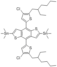 CAS#: 2239295-69-1, (4,8-Bis(4-chloro-5-(2-ethylhexyl)thiophen-2-yl)benzo[1,2-b:4,5-b]dithiophene-2,6-diyl)bis(trimethylstannane)