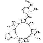 CAS#: 22862-49-3, N-(15-Benzyl-10-Sec-Butyl-3-Isopropyl-7,13,13-Trimethyl-2,5,9,12,14-Pentaoxo-1,4,8,11-Tetraoxacyclopentadecan-6-Yl)-3-Formamido-2-Methoxybenzamide