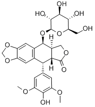 CAS#: 23363-35-1, 9-(beta-D-Glucopyranosyloxy)-5,8,8a,9-Tetrahydro-5-(4-Hydroxy-3,5-Dimethoxyphenyl)-,(5R,5aR,8aR,9S)-Furo[3',4':6,7]Naphtho[2,3-d]-1,3-Dioxol-6(5aH)-One