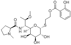 CAS 登录号：2520-21-0， 2-[(2S,3S,4R,5R,6S)-3,4,5-三羟基-6-[(1R,2R)-2-甲氧基-1-[[(2S)-1-甲基吡咯烷-2-羰基]氨基]丙基]四氢吡喃-2-基]巯基乙基 2-羟基苯甲酸酯