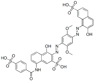 CAS#: 26079-12-9, 4-Hydroxy-3-[[4-[(2-Hydroxy-7-Sulpho-1-Naphthyl)Azo]-2,5-Dimethoxyphenyl]Azo]-8-[(4-Sulphobenzoyl)Amino]Naphthalene-2-Sulphonic Acid
