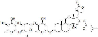 CAS#: 26184-94-1, 3beta-[[4-O-[4-O-(2,6-Dideoxy-beta-D-Ribo-Hexopyranosyl)-2,6-Dideoxy-beta-D-Ribo-Hexopyranosyl]-2,6-Dideoxy-beta-D-Ribo-Hexopyranosyl]Oxy]-14-Hydroxy-16beta-(3-Methyl-1-Oxobutoxy)-5beta-Card-20(22)-Enolide
