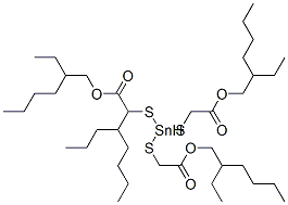 CAS 登录号：27107-89-7， 10-乙基-4-[[2-[(2-乙基己基)氧基]-2-氧代乙基]硫代]-4-辛基-7-氧代-8-氧杂-3,5-二硫杂-4-锡杂十四烷酸 2-乙基己基酯