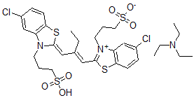 CAS 登录号：27268-50-4， 5-氯-2-[2-[[5-氯-3-(3-磺基丙基)-2(3H)-苯并噻唑亚基]甲基]-1-丁烯基]-3-(3-磺基丙基)-苯并噻唑鎓内盐与 N,N-二乙基乙胺的化合物