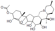 CAS 登录号：2777-79-9， 4,9-Epoxy-Cevane-3beta,4beta,14,15alpha,16beta,20-Hexol 3-Acetate